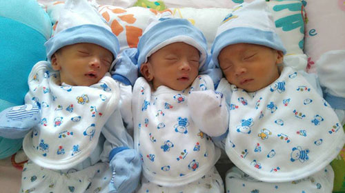 3 bé sinh cùng trứng những ngày đầu sau khi sinh
